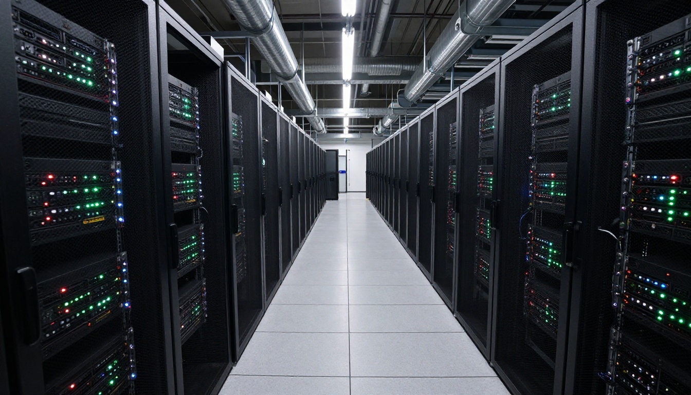 Data center server racks in a large enterprise facility