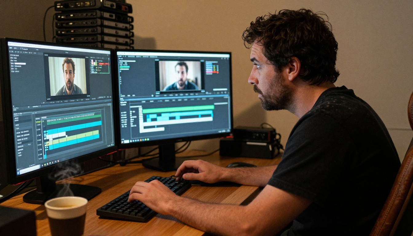 AI video generation research on a monitor screen