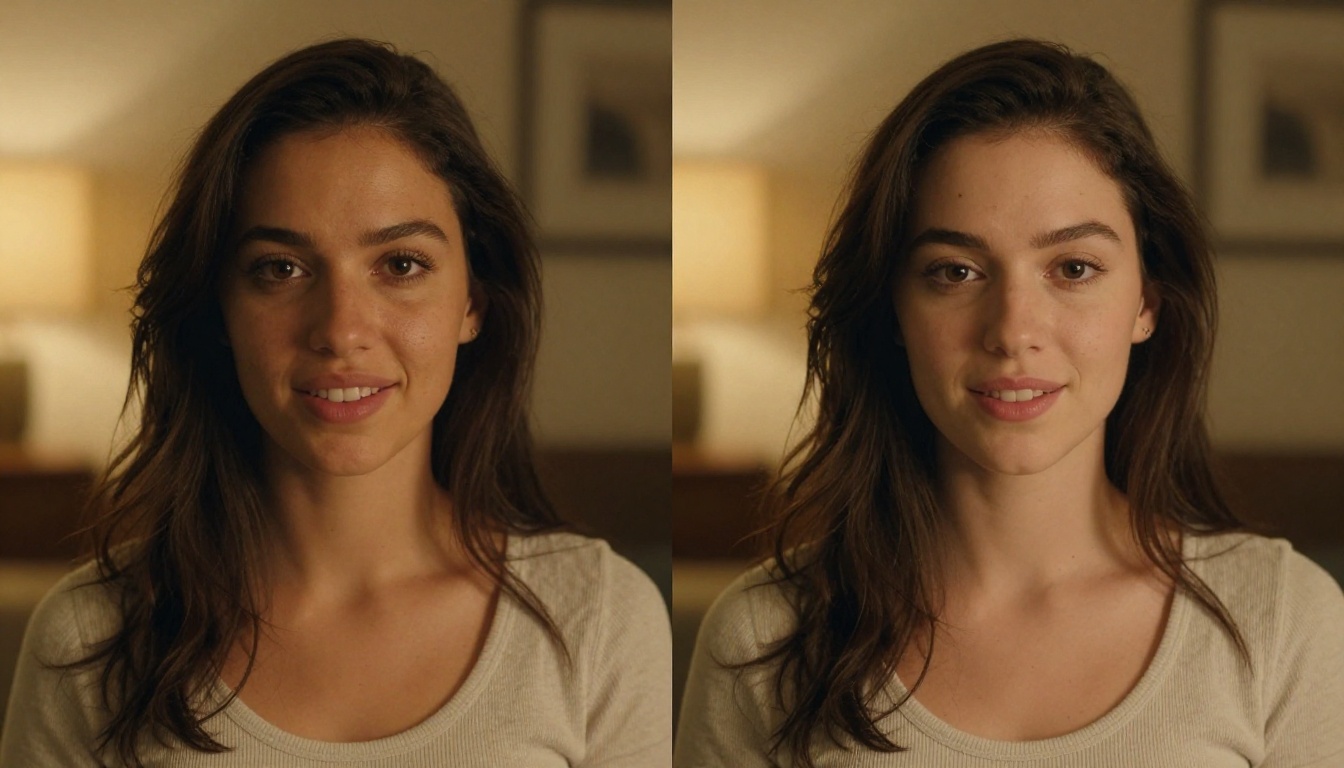 Comparison image showing a real human TikTok creator vs a visually perfect AI-generated creator
