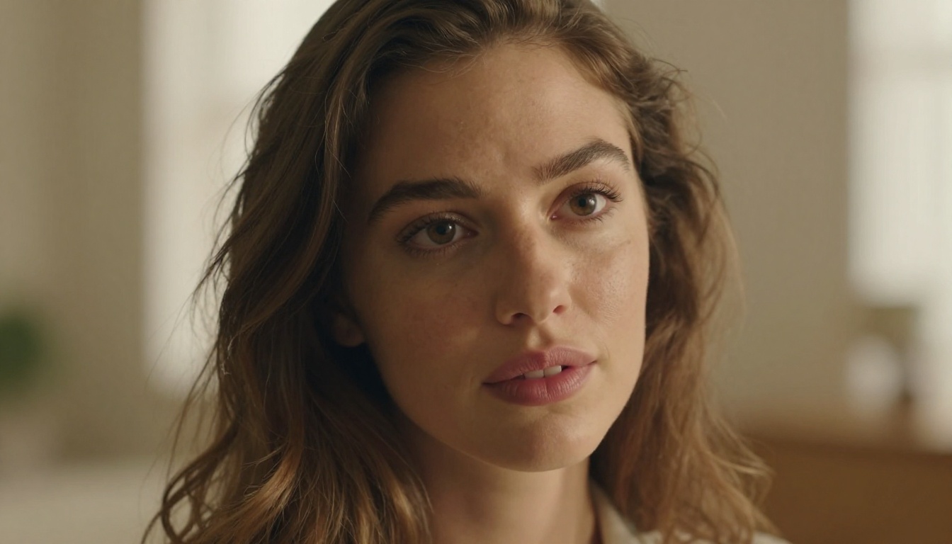 Young female creator with a direct, contemplative gaze, caught in natural afternoon light Young female creator with a direct, contemplative gaze, caught in natural afternoon light