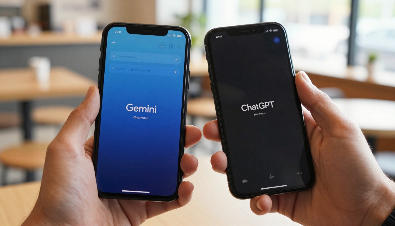 Two smartphones displaying AI chat interfaces side by side