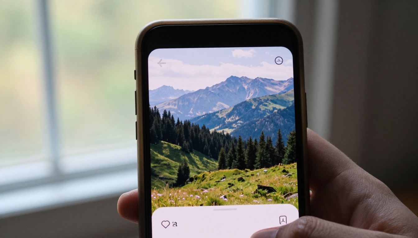 Smartphone showing AI image generation app with completed photorealistic result Smartphone showing AI image generation app with completed photorealistic result