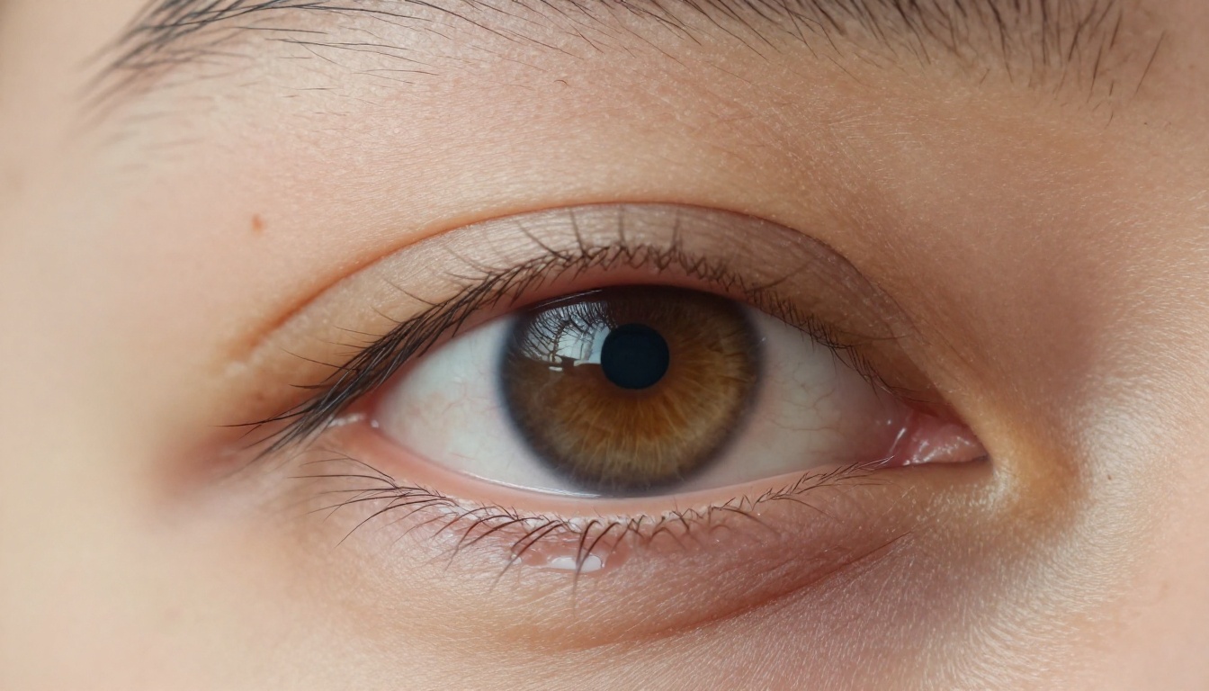 Extreme macro close-up of a human eye mid-blink showing natural capillaries, eyelash texture, and skin detail