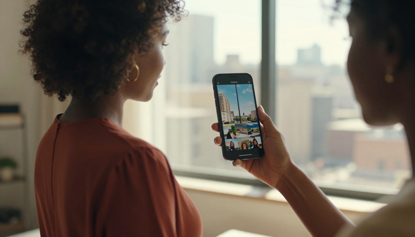 Content creator reviewing clean AI photo for professional use Content creator reviewing clean AI photo for professional use