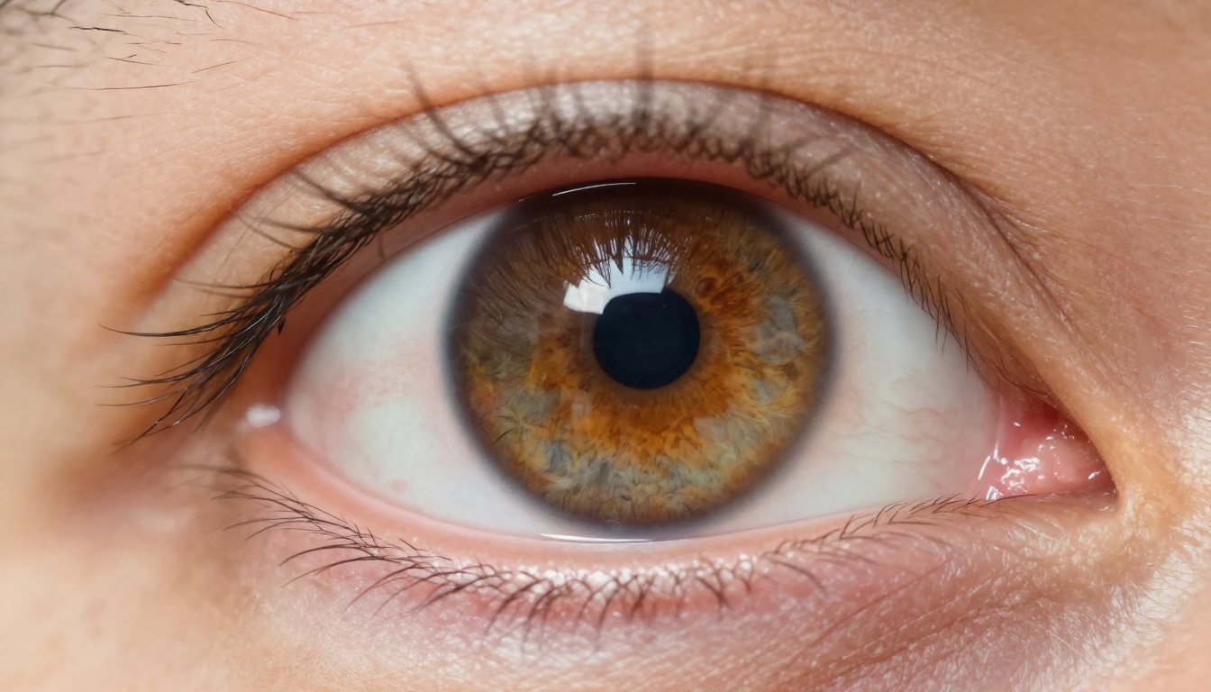 Macro close-up photography of a single human eye showing extraordinary iris detail and skin texture