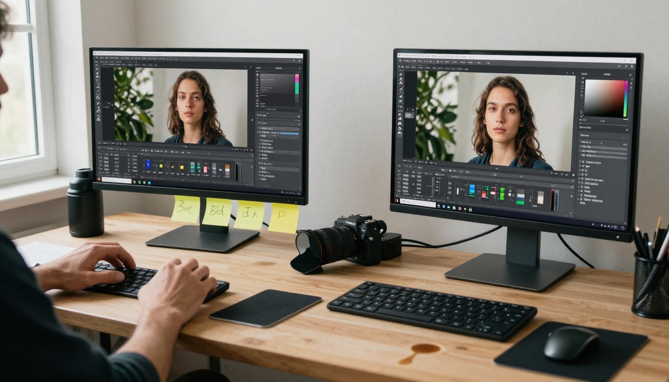 A workspace split between complex old editing workflow and clean modern alternative