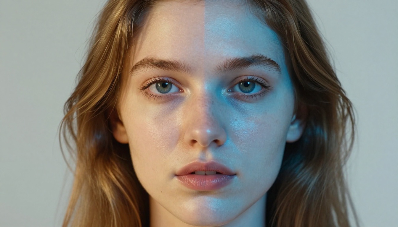Split face real vs AI-generated
