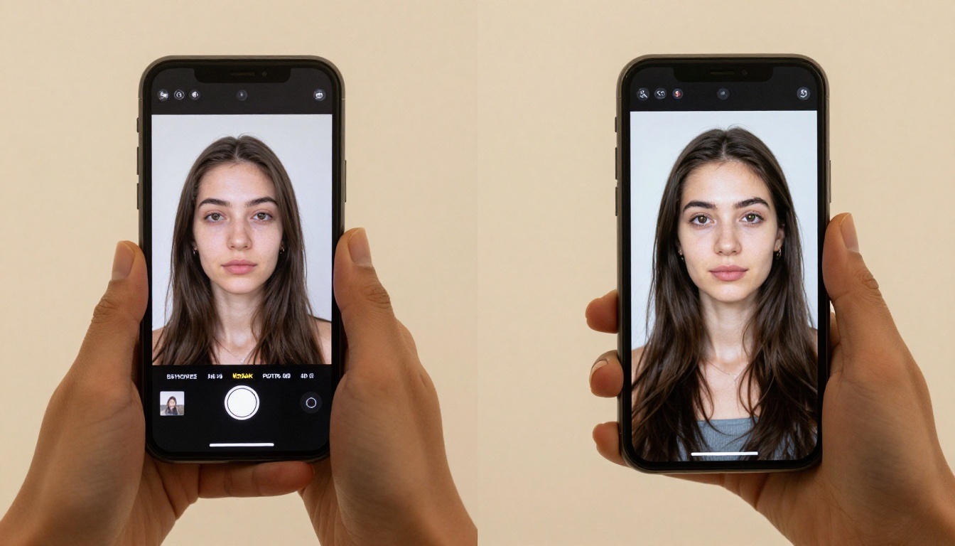 Before and after phone comparison AI portrait improvement