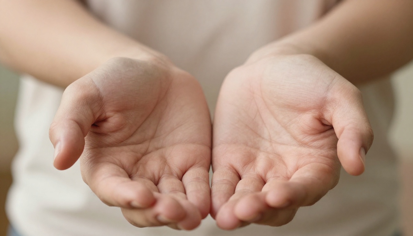 Open hands held upward in soft overcast light, a metaphor for receiving information