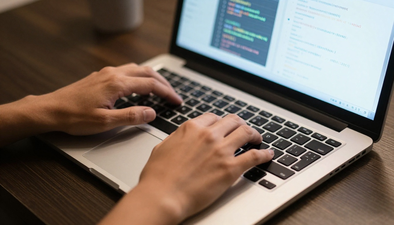 A professional woman studying AI data visualizations on a laptop in a bright home office