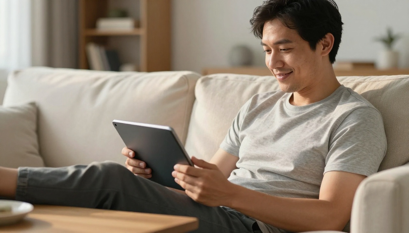 A person watching their first AI-generated video on a tablet