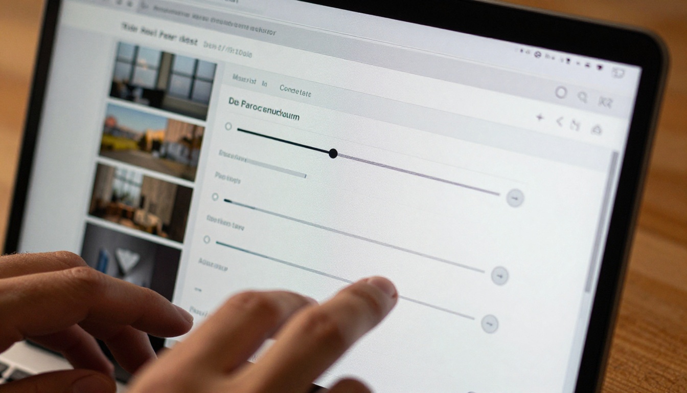 Close-up of a laptop screen showing AI video generation settings interface