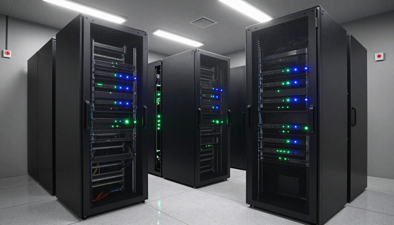 Server room powering AI model infrastructure