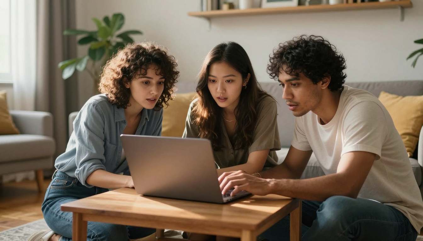 Group of people exploring AI on a laptop together