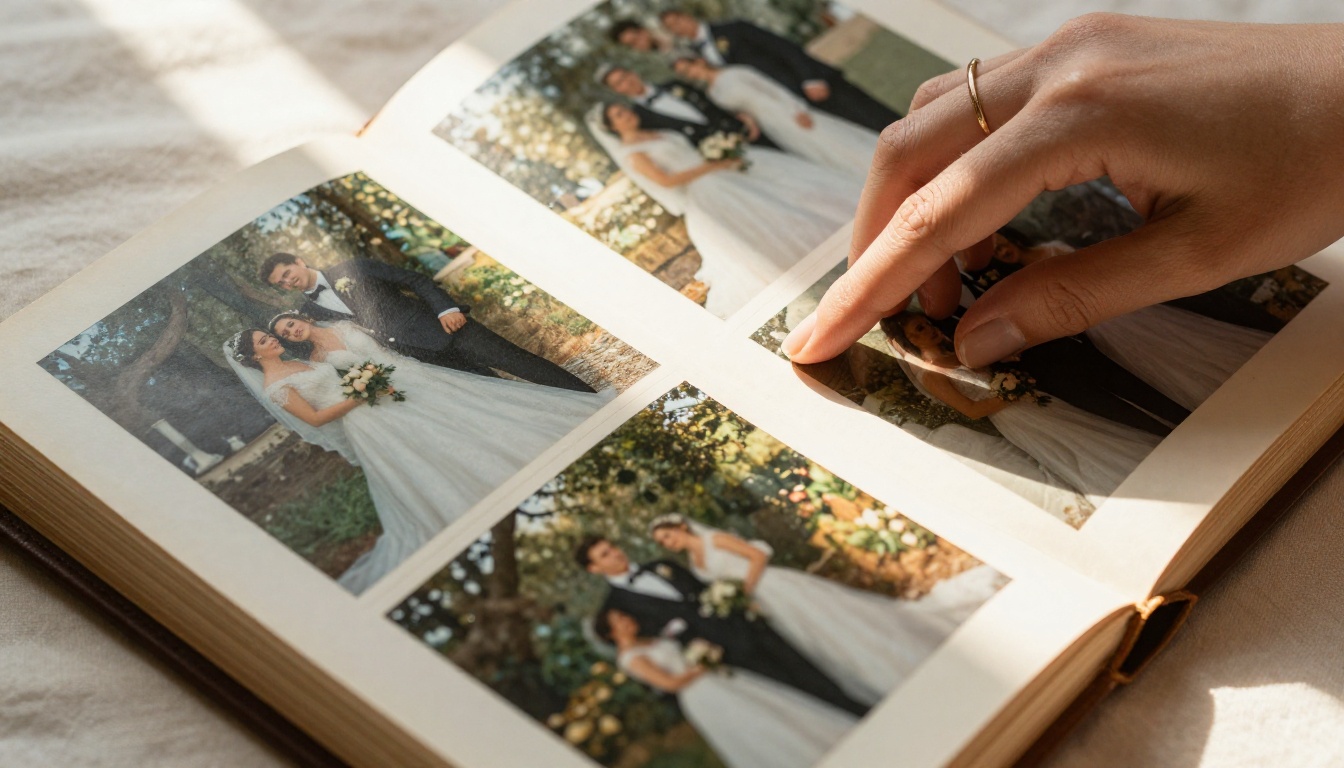 Wedding photo album with memories to animate