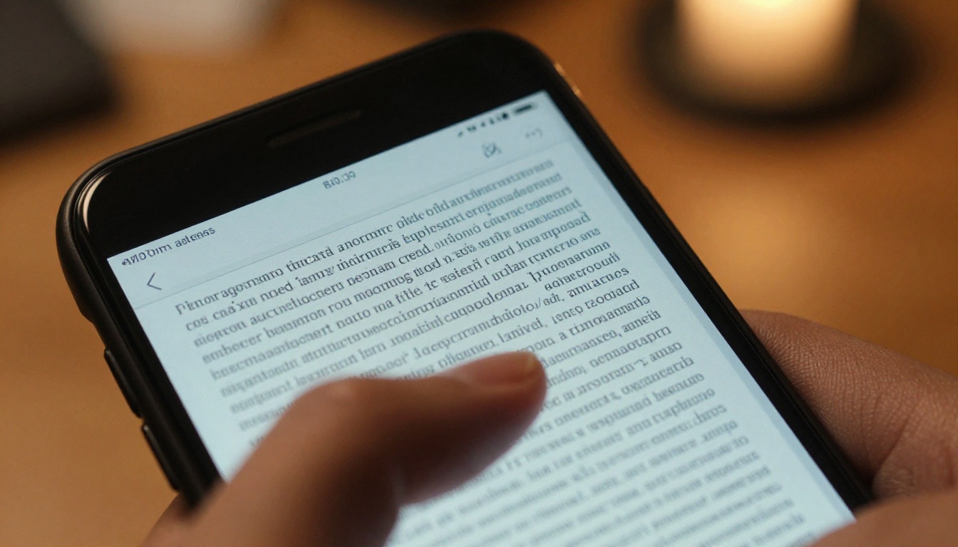 Smartphone screen showing PDF with tiny unreadable text and pinch-zoom gesture visible