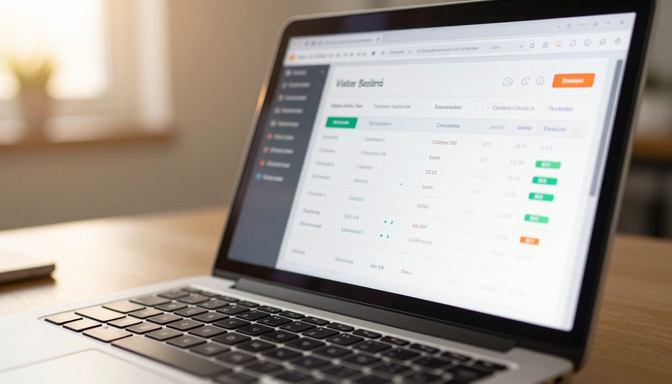 Laptop screen showing analytics dashboard with brochure engagement data