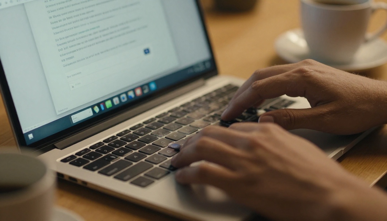 Hands uploading a PDF document on a laptop browser interface Hands uploading a PDF document on a laptop browser interface