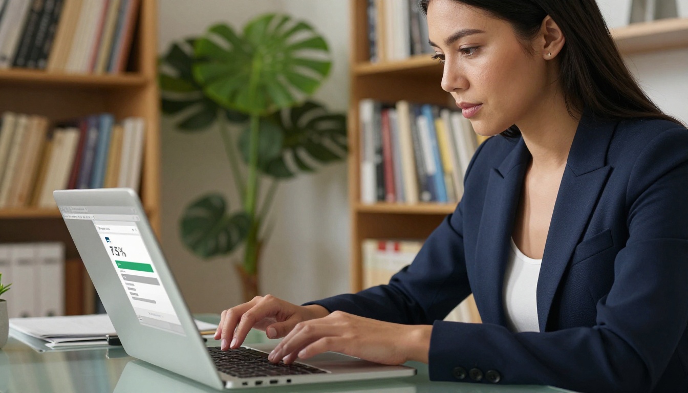 Professional woman uploading a PDF to create a sales flipbook Professional woman uploading a PDF to create a sales flipbook