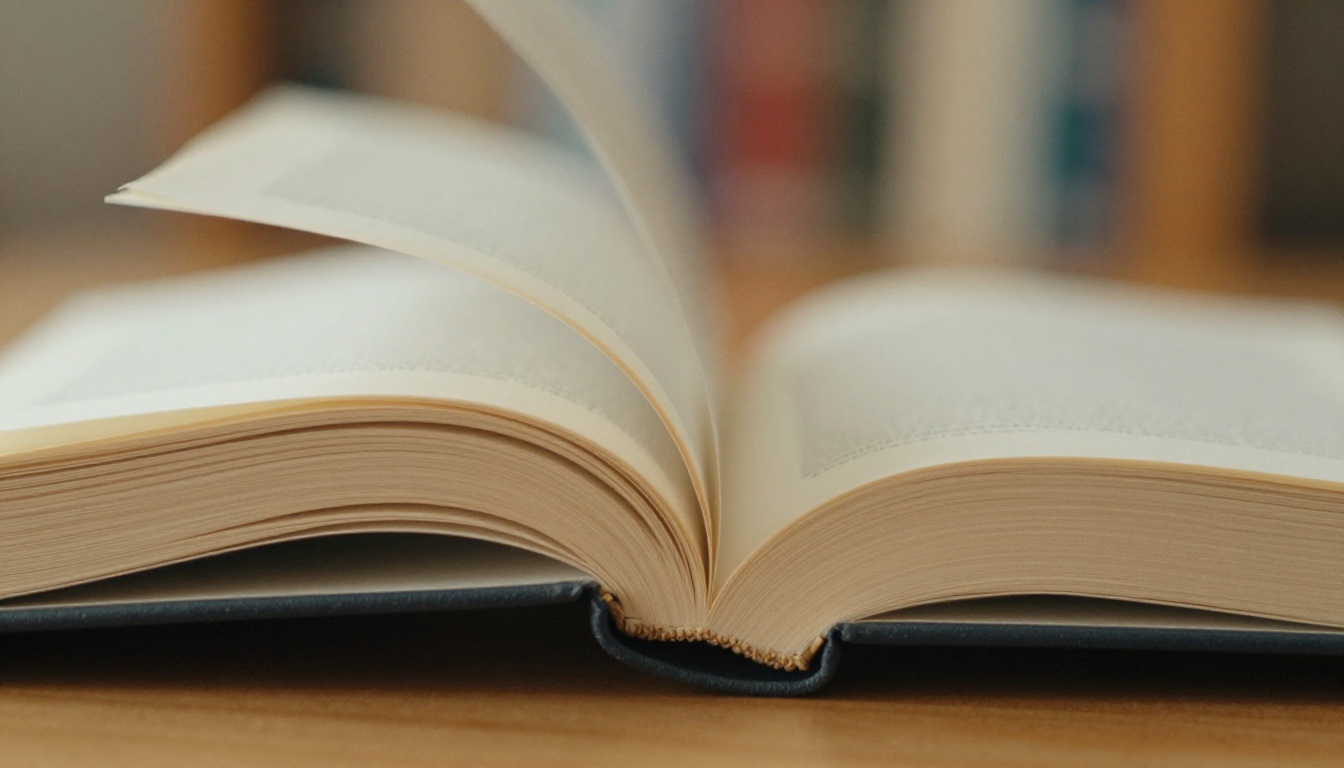 Macro close-up of book pages turning in mid-air