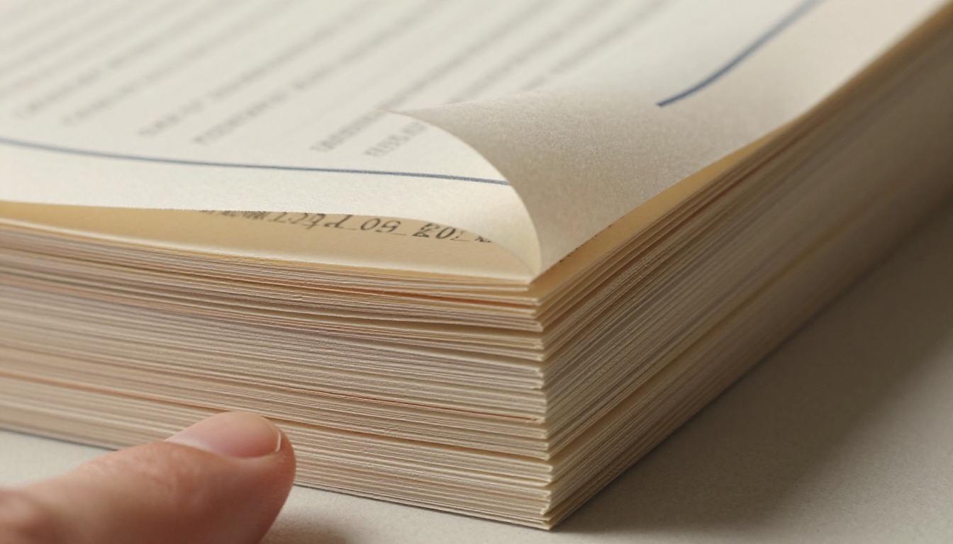 Close-up macro of page corner being turned with paper fiber texture