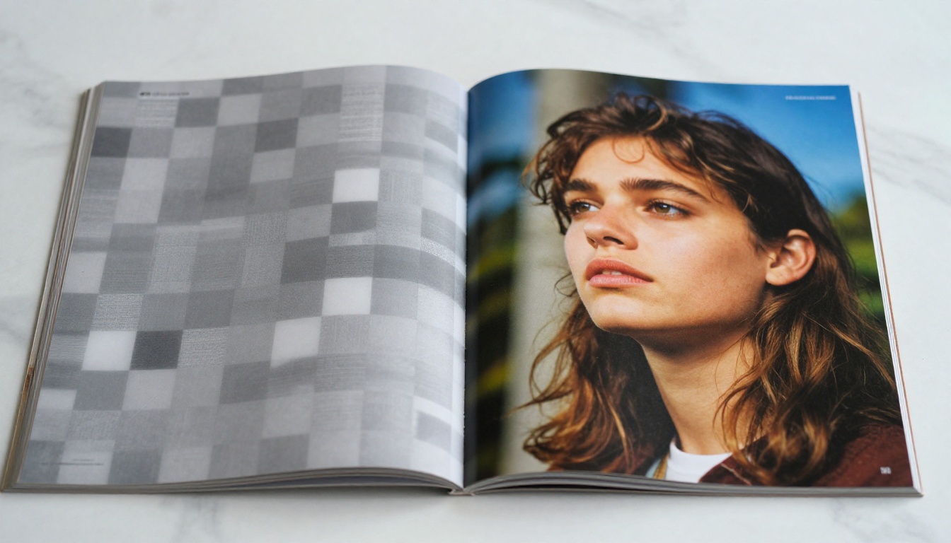 Side-by-side comparison of blurry low-quality page versus crisp sharp page on marble surface Side-by-side comparison of blurry low-quality page versus crisp sharp page on marble surface