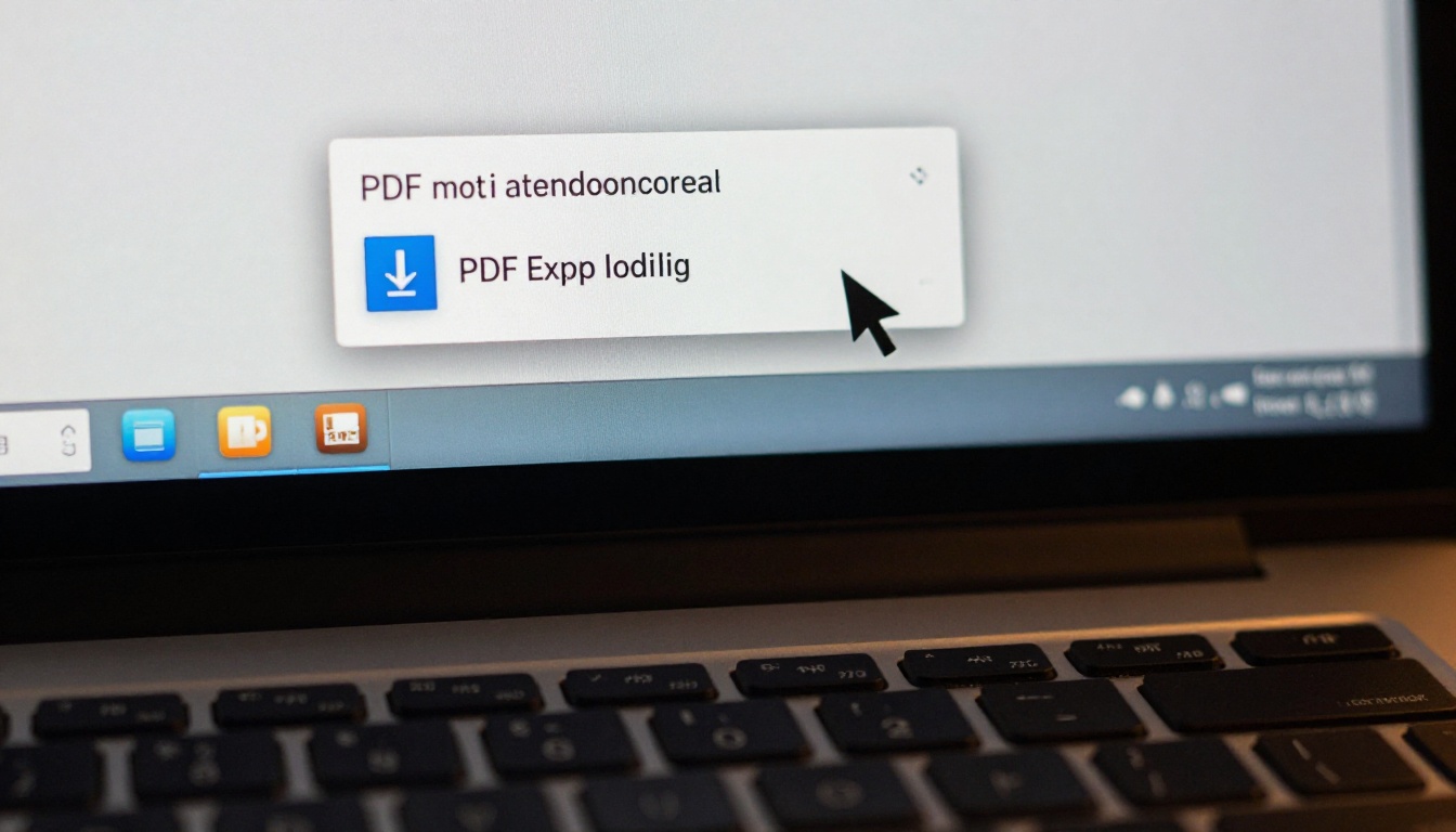 Close-up of a computer screen showing PDF export download options