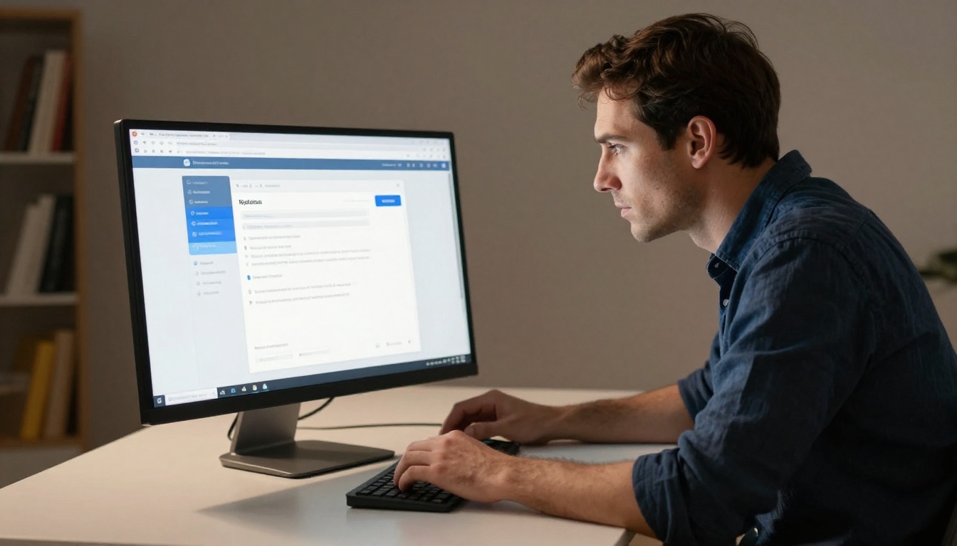 Man reading an email with a clickable flipbook link on his monitor