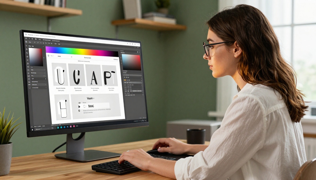 Woman customizing a digital flipbook with color palette and branding tools