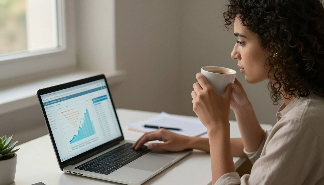 Woman analyzing campaign analytics on laptop Woman analyzing campaign analytics on laptop