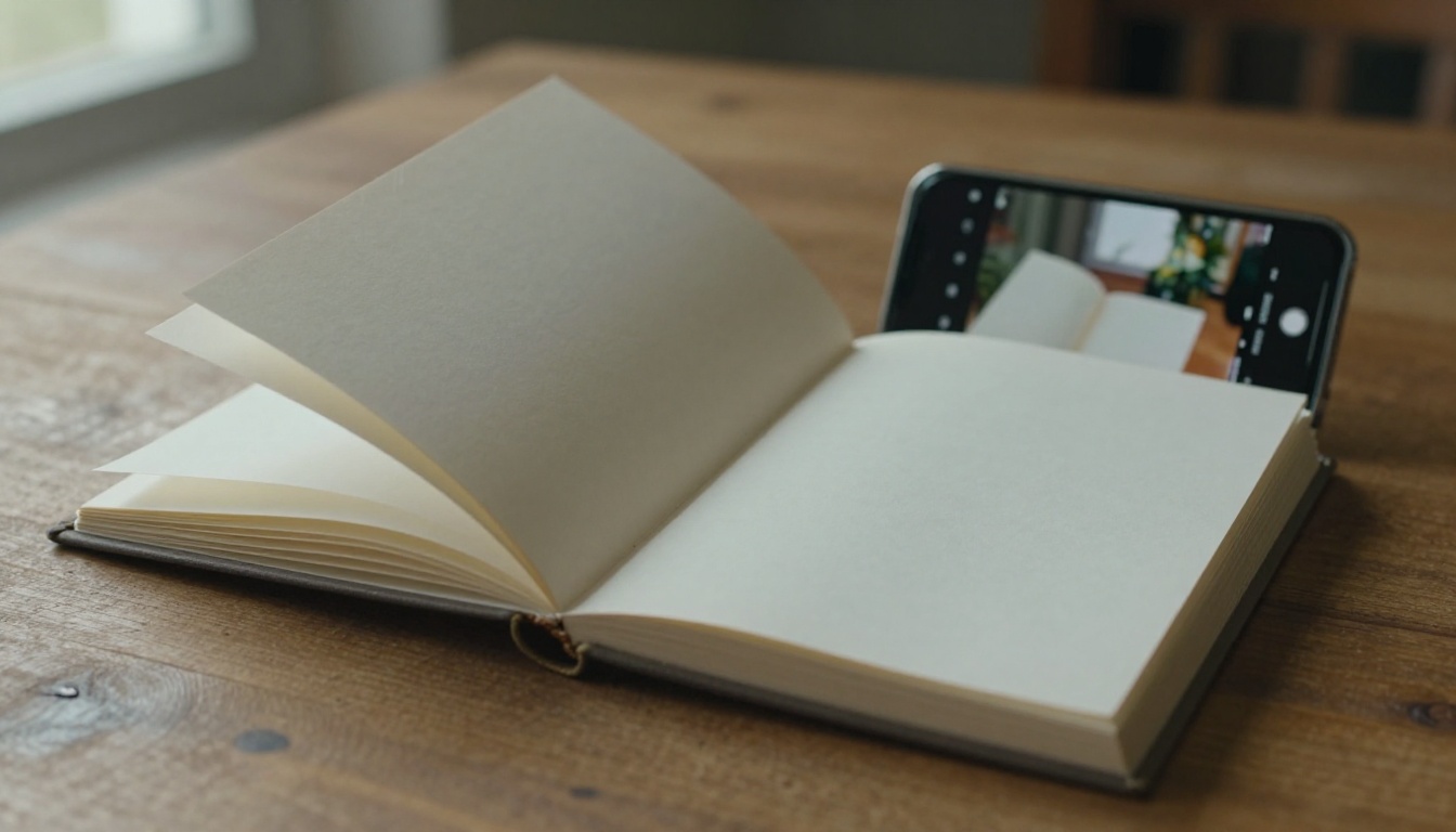 Physical flipbook lying open beside a smartphone displaying matching digital flipbook