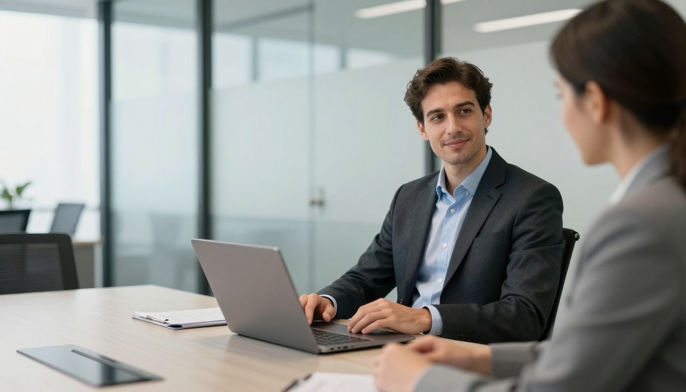 Job interview with confident professional and engaged hiring manager Job interview with confident professional and engaged hiring manager