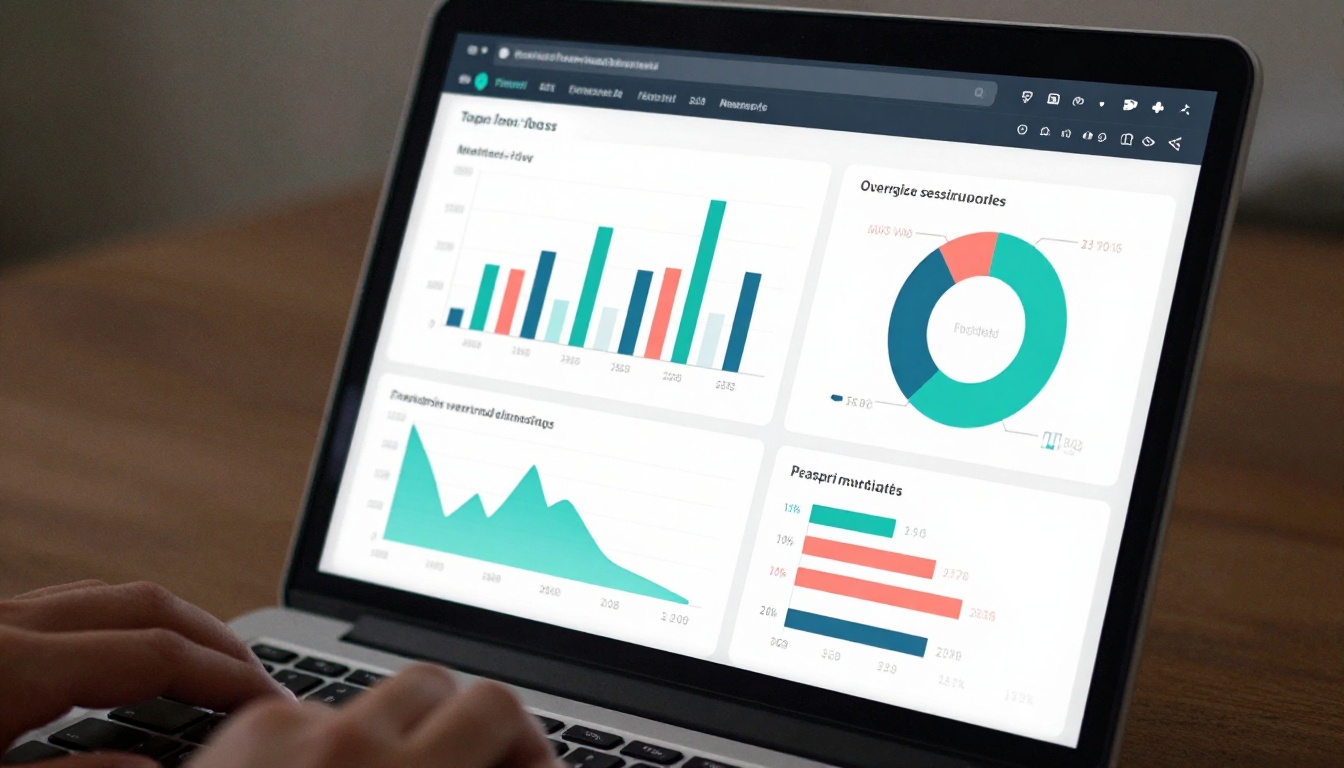 Analytics dashboard showing flipbook page view data on a laptop screen