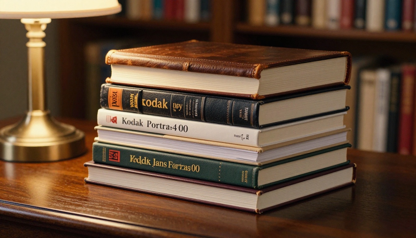 Stack of published novels and manuscripts on a polished dark mahogany desk Stack of published novels and manuscripts on a polished dark mahogany desk