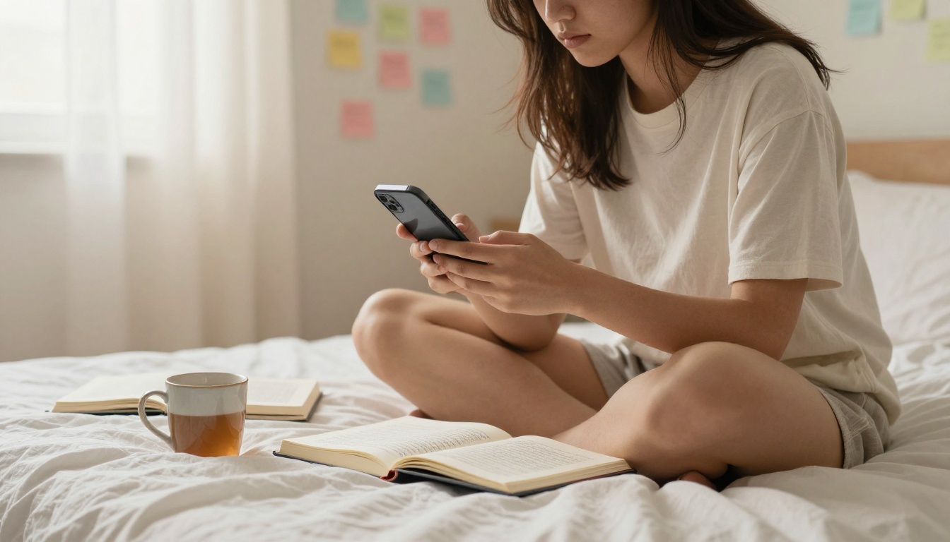 Student scanning handwritten notes with smartphone for digital conversion Student scanning handwritten notes with smartphone for digital conversion