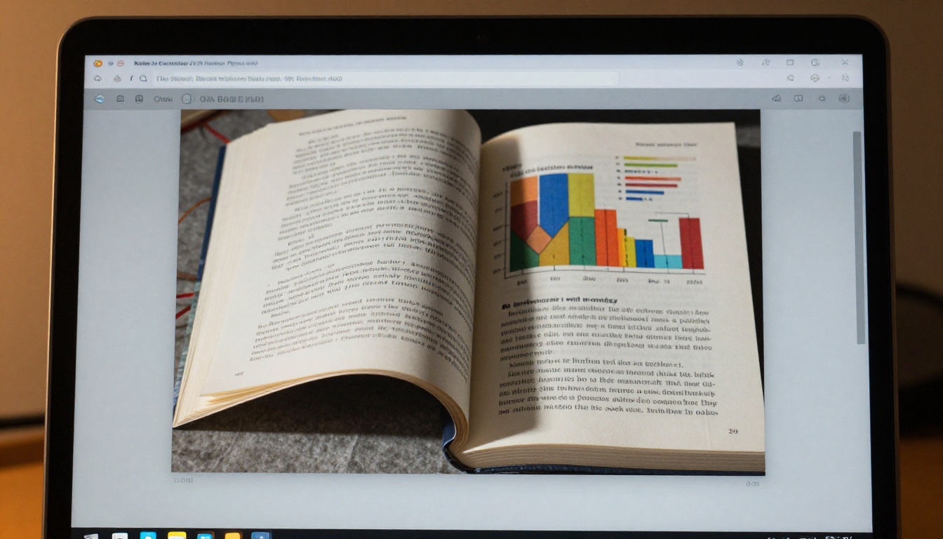 Close-up of page-turn animation on flipbook screen