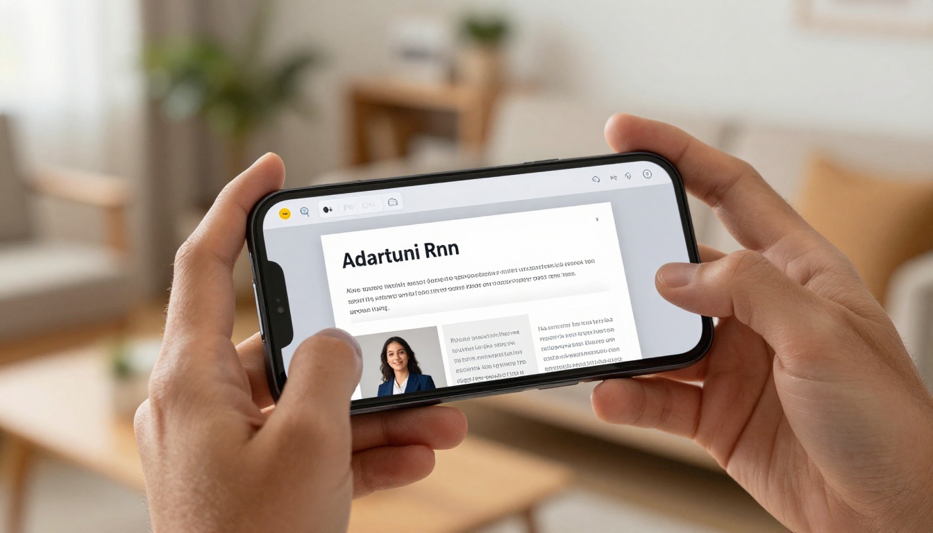 Person holding a smartphone displaying a beautiful digital flipbook with a realistic page-flip transition