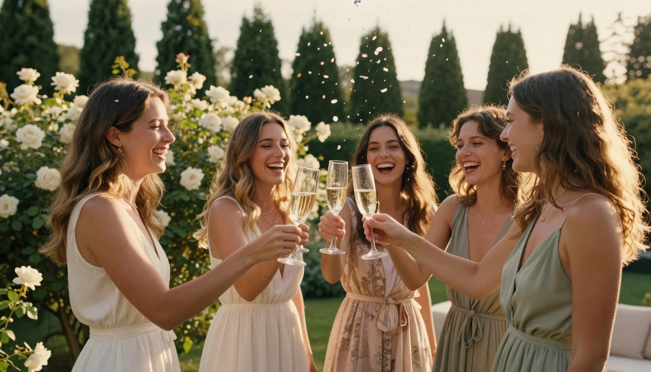 Group of friends celebrating a birthday party outdoors with confetti in the air