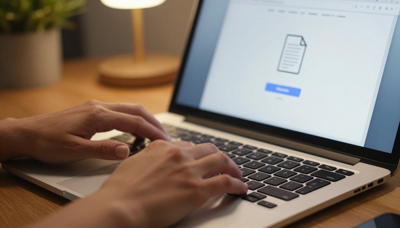 Close-up of hands uploading a PDF document into a browser-based flipbook conversion tool