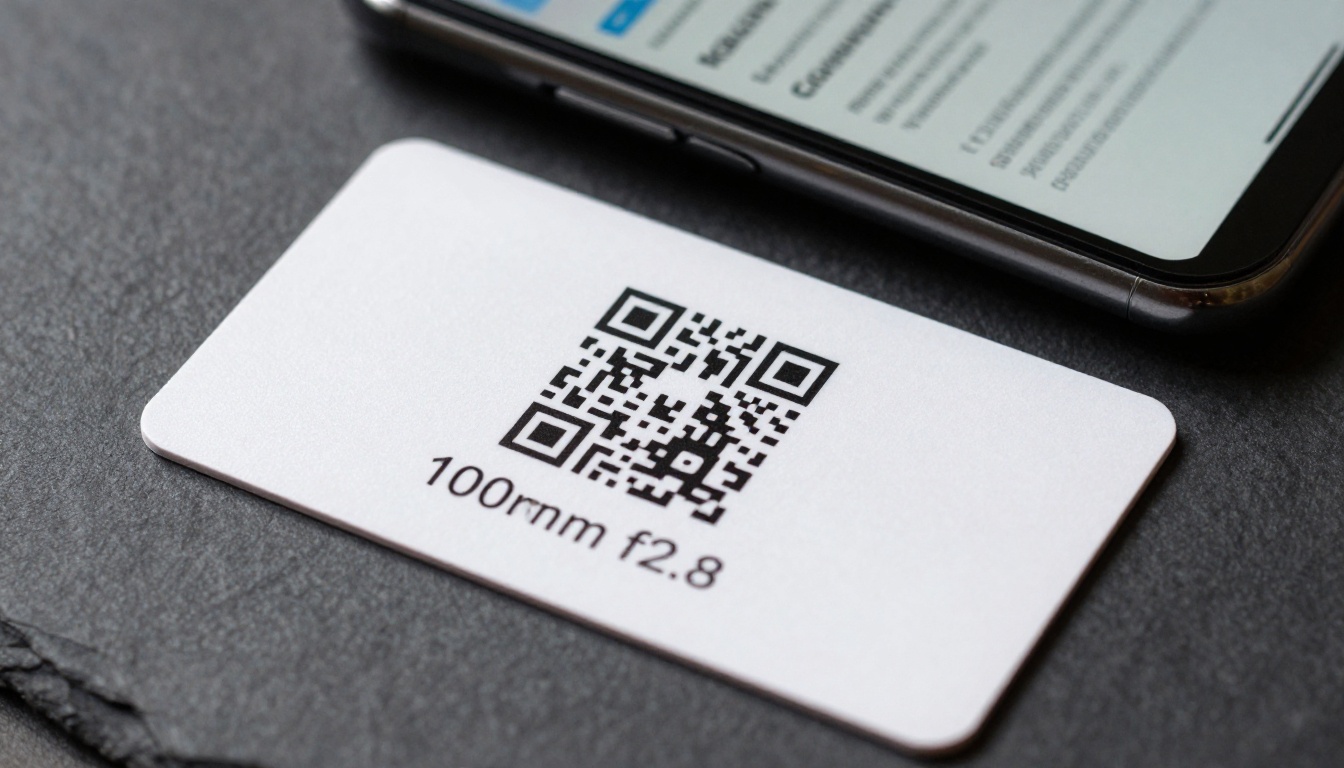 QR code resume business card on dark slate surface