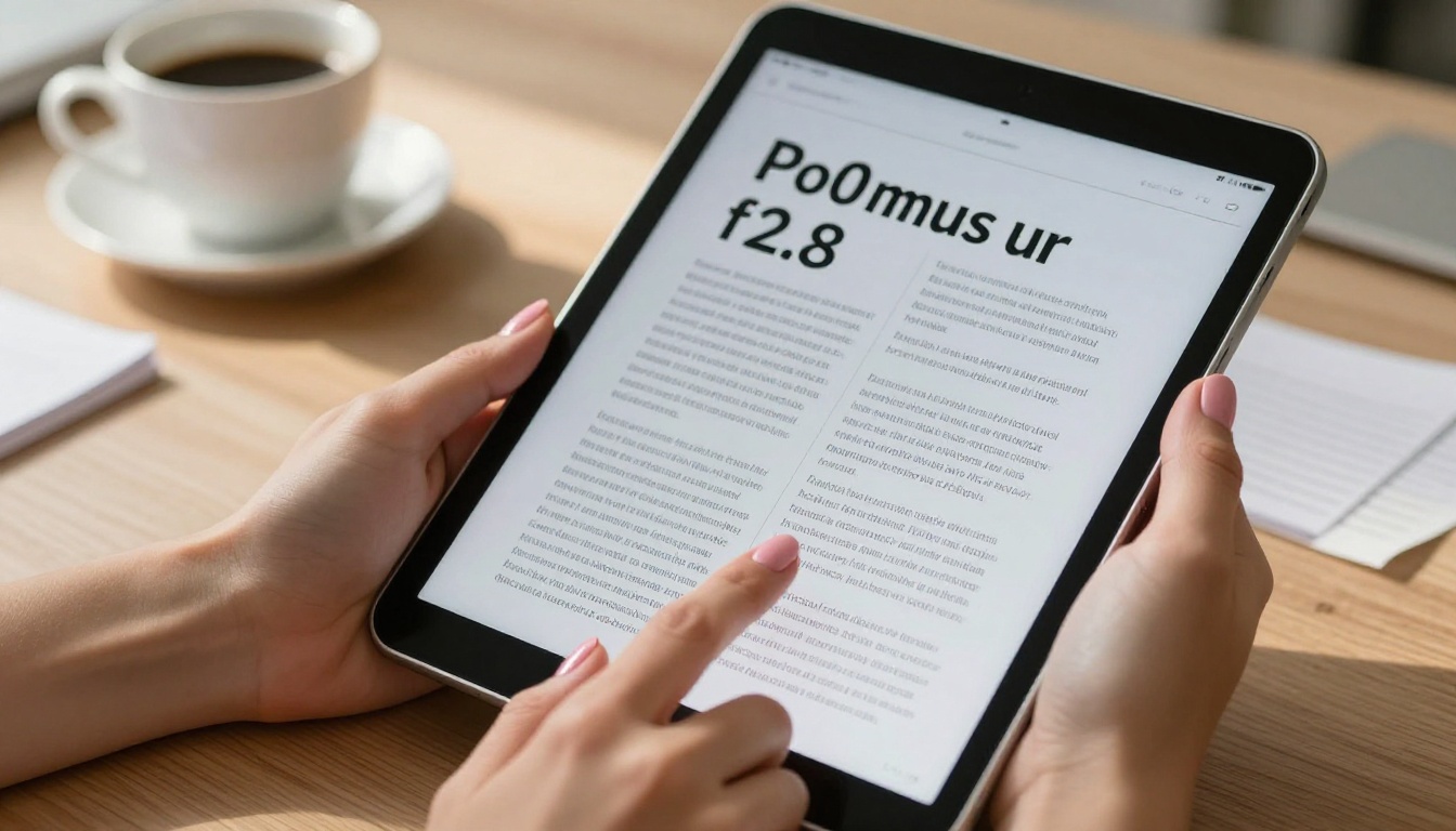 Hands holding iPad displaying beautifully formatted digital press release with clean typography