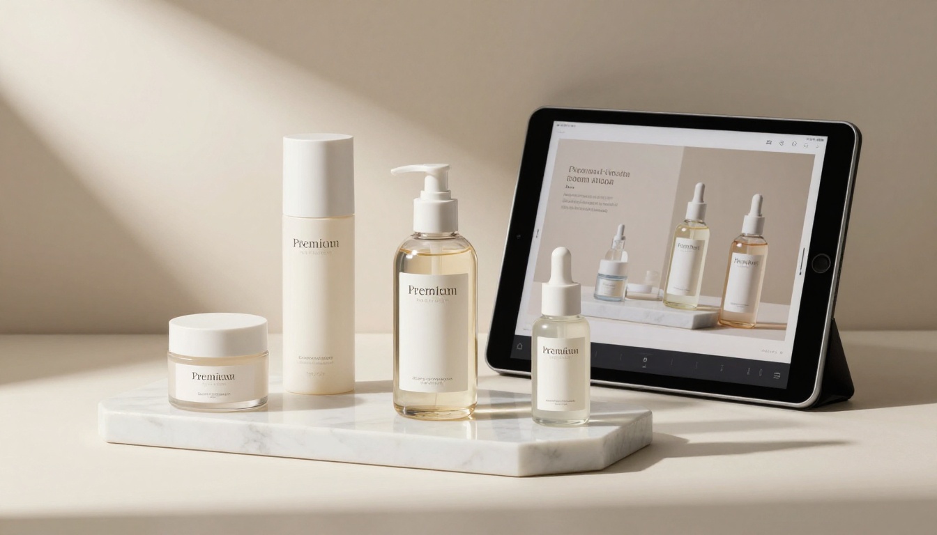Premium product line displayed with iPad showing digital flipbook