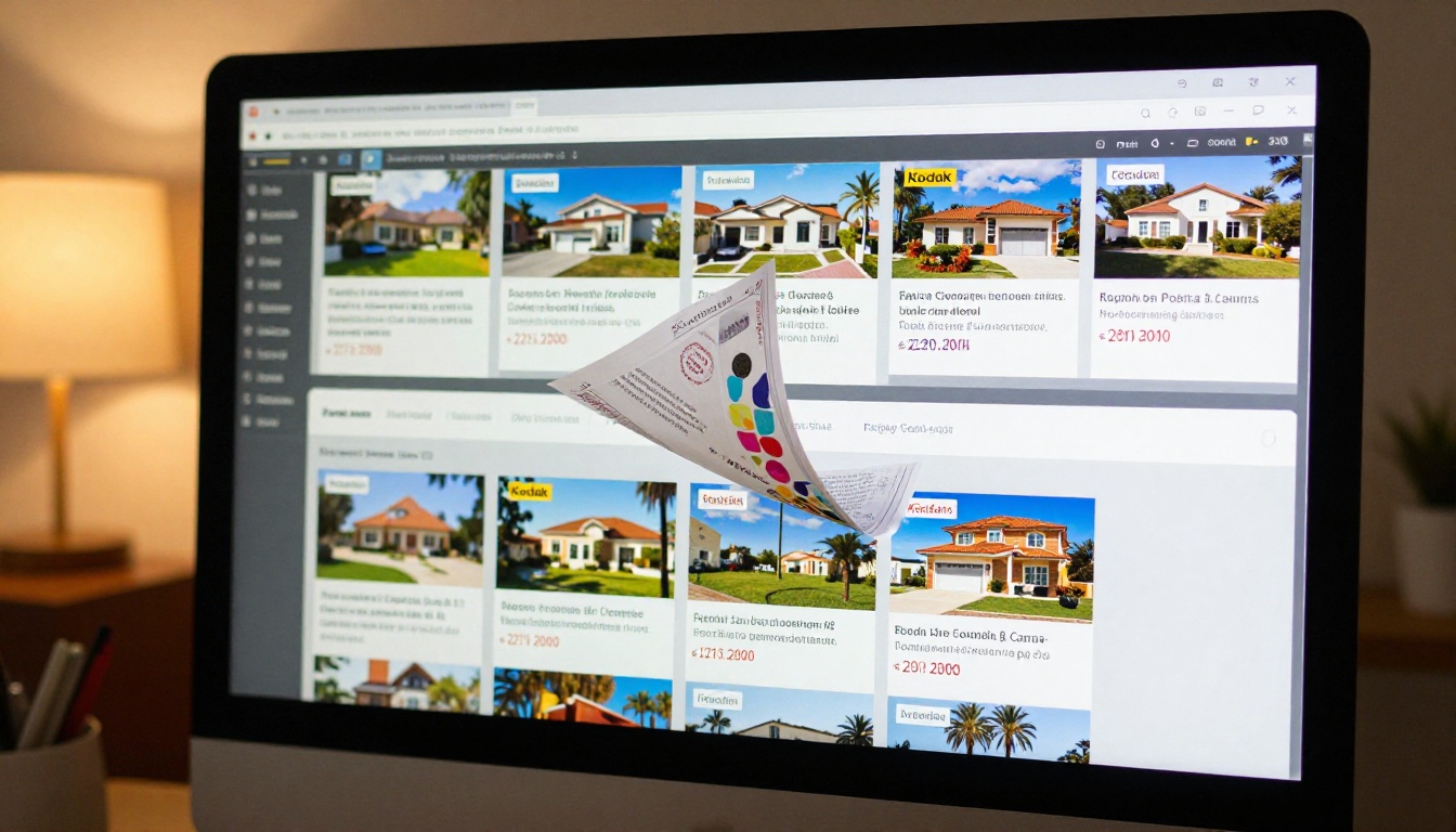 Close-up of a digital flipbook page-turning animation on a modern monitor