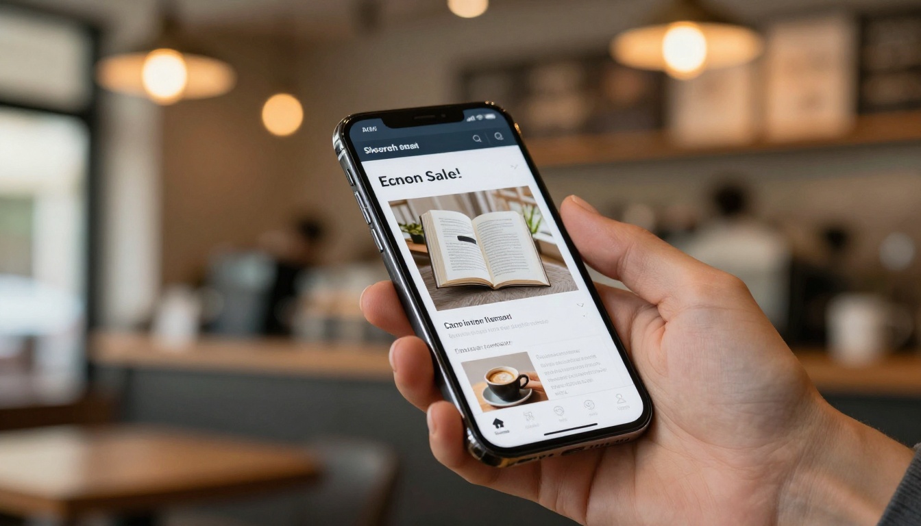 Smartphone displaying a course sales landing page with a flipbook embed preview Smartphone displaying a course sales landing page with a flipbook embed preview