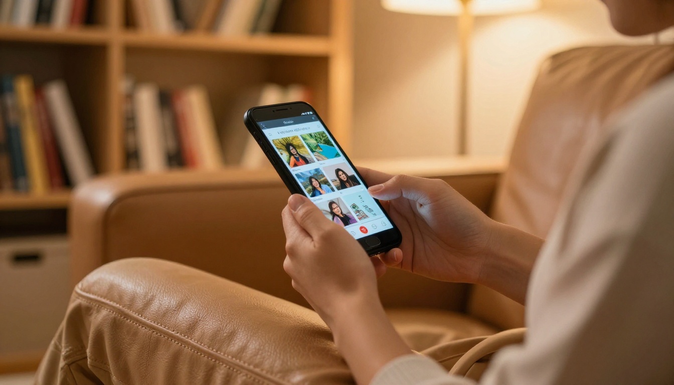 Reader browsing a digital book on a smartphone at home