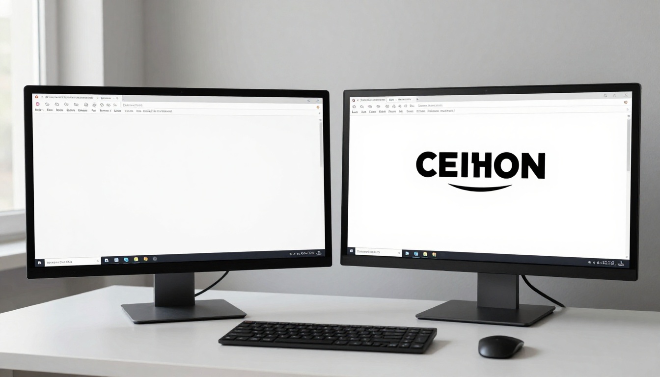 A dual monitor setup showing an unbranded flipbook on the left versus a fully branded flipbook with consistent logo and colors on the right A dual monitor setup showing an unbranded flipbook on the left versus a fully branded flipbook with consistent logo and colors on the right