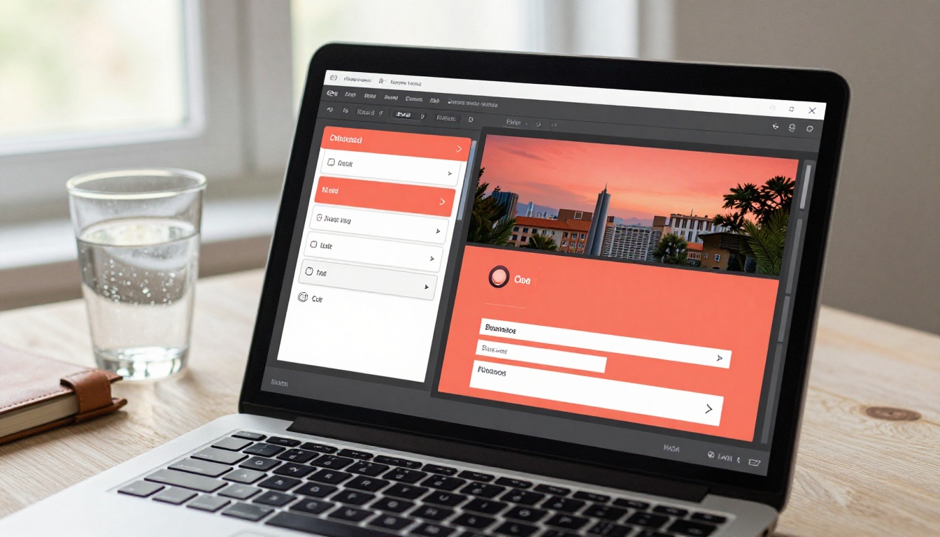 Close-up of laptop screen showing color picker panel inside flipbook customization interface with hex code input