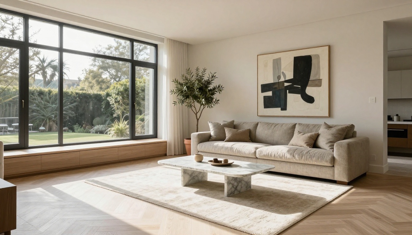 Professionally staged luxury living room for real estate photography