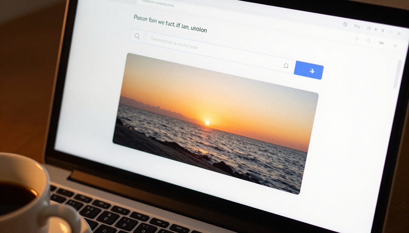 Close-up of a laptop screen showing a video URL paste field with an ocean sunset thumbnail preview