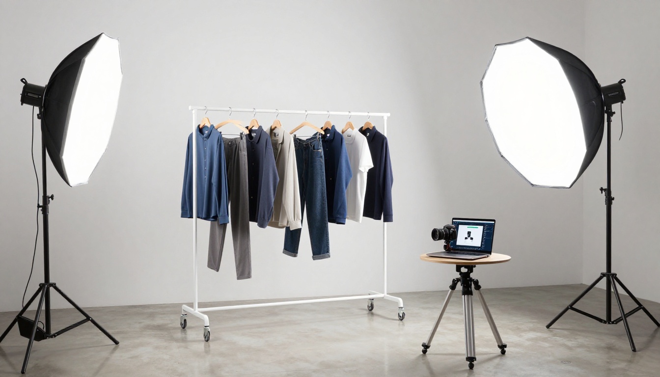 Professional product photography studio setup for an e-commerce catalog